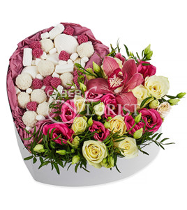 heart shaped bouquet with candies